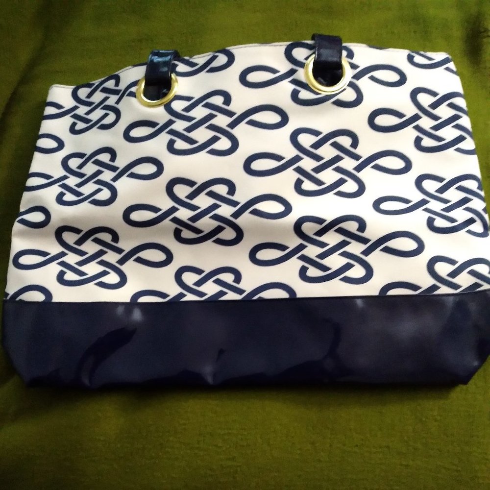 Navy and White Mini Makeup &Tote Bag | Size OS